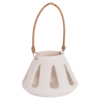 ΕΠΙΤΡΑΠΕΖΙΟ ΦΑΝΑΡΙ ERANTYL HM4696.02S ΛΕΥΚΟ FIBER CEMENT & ΧΕΡΟΥΛΙ RATTAN Φ25x17Yεκ.