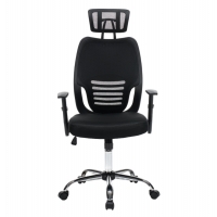 ΚΑΡΕΚΛΑ ΓΡΑΦΕΙΟΥ BRIEF HM1206.01 ΜΑΥΡΟ MESH--ΒΑΣΗ ΧΡΩΜΙΟΥ 63x64x122Υεκ.