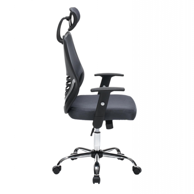 ΚΑΡΕΚΛΑ ΓΡΑΦΕΙΟΥ BRIEF HM1206.02 ΓΚΡΙ MESH--ΒΑΣΗ ΧΡΩΜΙΟΥ 63x64x122Υεκ.