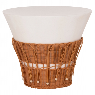 ΤΡΑΠΕΖΙ ΣΑΛΟΝΙΟΥ PERRAL HM18164.02L FIBER CEMENT ΛΕΥΚΟ-ΦΥΣΙΚΟ RATTAN--Φ55x45Υεκ