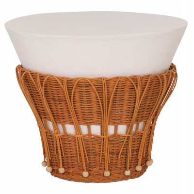 ΤΡΑΠΕΖΙ ΒΟΗΘΗΤΙΚΟ PERRAL HM18164.02S FIBER CEMENT ΛΕΥΚΟ-ΦΥΣΙΚΟ RATTAN--Φ42x36Υεκ