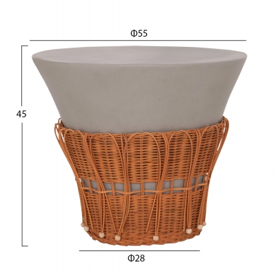 ΤΡΑΠΕΖΙ ΣΑΛΟΝΙΟΥ PERRAL HM18164.03L FIBER CEMENT ΓΚΡΙ-ΦΥΣΙΚΟ RATTAN--Φ55x45Υεκ