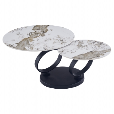 ΤΡΑΠΕΖΙ ΣΑΛΟΝΙΟΥ ΔΙΠΛΟ NUBISA HM18364.01 ΜΕΤΑΛΛΟ--SINTERED STONE PANDORA Φ80Χ44Υεκ