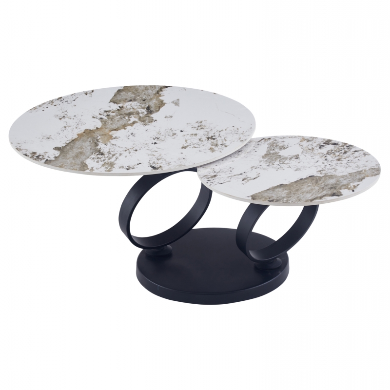 ΤΡΑΠΕΖΙ ΣΑΛΟΝΙΟΥ ΔΙΠΛΟ NUBISA HM18364.01 ΜΕΤΑΛΛΟ--SINTERED STONE PANDORA Φ80Χ44Υεκ