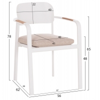 ΠΟΛΥΘΡΟΝΑ ΤΡΑΠΕΖΑΡΙΑΣ ELARA HM6414.02 ΛΕΥΚΟ ΑΛΟΥΜΙΝΙΟ-ΜΠΕΖ OLEFIN--TEAK 56x62x78Υεκ