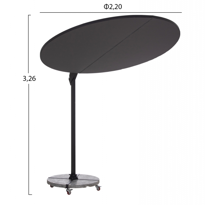 ΟΜΠΡΕΛΑ ΜΕ ΒΑΣΗ ΣΕΙΡΑ CANNOPY HM21285.01 ΑΛΟΥΜΙΝΙΟ & ΓΡΑΝΙΤΗΣ-ΜΟΛΥΒΙ ΧΡΩΜΑ Φ2,2μ