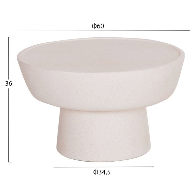 ΤΡΑΠΕΖΙ ΣΑΛΟΝΙΟΥ PIRSON HM18155.02 FIBER CEMENT ΣΕ ΛΕΥΚΟ--Φ60x36Υεκ.