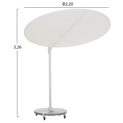 ΟΜΠΡΕΛΑ ΜΕ ΒΑΣΗ ΣΕΙΡΑ CANNOPY HM21285.02 ΑΛΟΥΜΙΝΙΟ & ΓΡΑΝΙΤΗΣ-ΛΕΥΚΟ ΧΡΩΜΑ Φ2,2μ