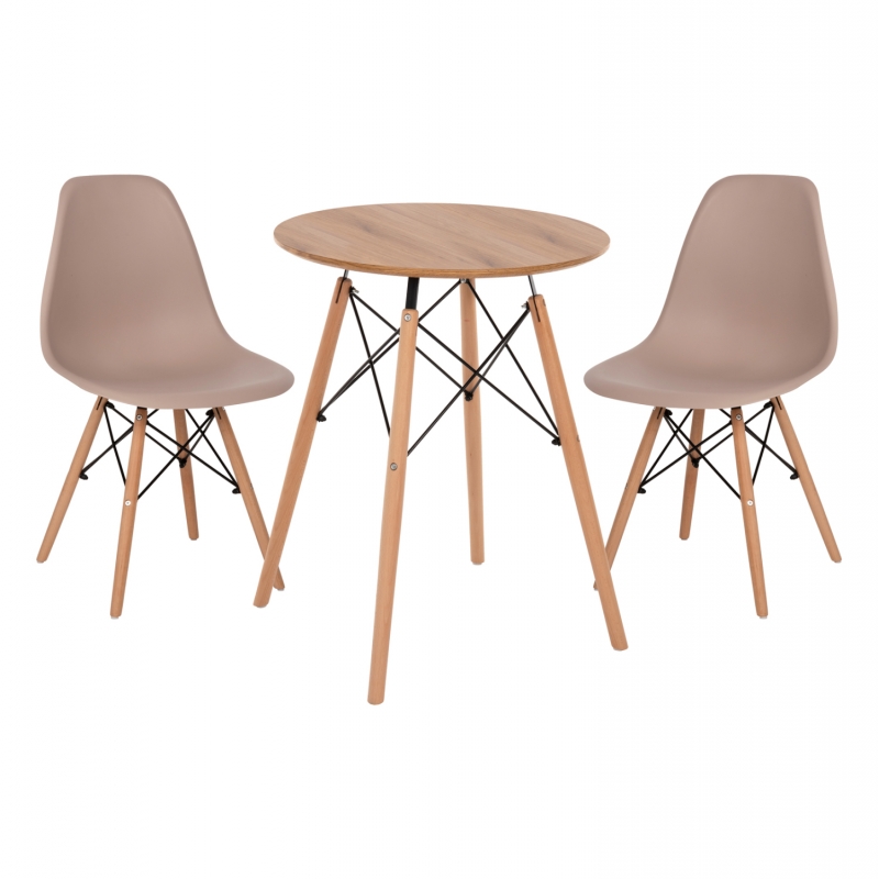 ΣΕΤ ΤΡΑΠΕΖΑΡΙΑΣ 3ΤΜΧ TWIST HM21370 ΣΤΡΟΓΓΥΛΟ ΤΡΑΠΕΖΙ Φ60 & 2 ΚΑΡΕΚΛΕΣ ΣΕ ΚΑΠΟΥΤΣΙΝΟ