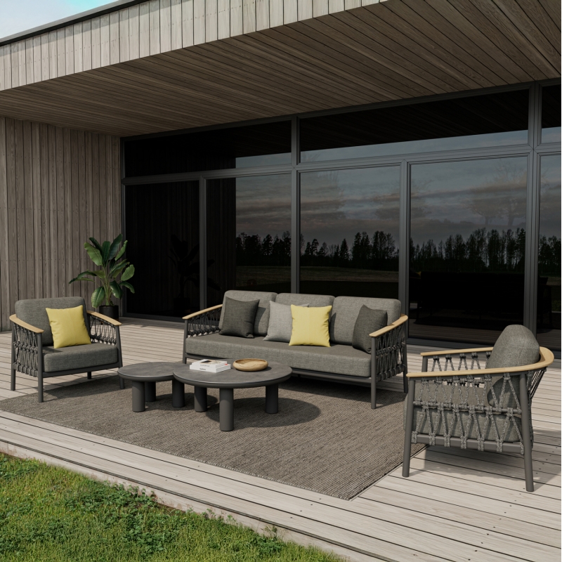 ΣΕΤ ΣΑΛΟΝΙ 5ΤΜΧ STREAM HM6426.01 ΑΝΘΡΑΚΙ ΑΛΟΥΜΙΝΙΟ-STRAP ΣΧΟΙΝΙ-OLEFIN