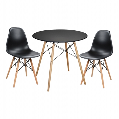 ΣΕΤ ΤΡΑΠΕΖΑΡΙΑΣ 3ΤΜΧ TWIST HM21373 ΣΤΡΟΓΓΥΛΟ ΤΡΑΠΕΖΙ Φ80 & 2 ΚΑΡΕΚΛΕΣ ΣΕ ΜΑΥΡΟ