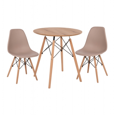 ΣΕΤ ΤΡΑΠΕΖΑΡΙΑΣ 3ΤΜΧ TWIST HM21374 ΣΤΡΟΓΓΥΛΟ ΤΡΑΠΕΖΙ Φ80 & 2 ΚΑΡΕΚΛΕΣ ΣΕ ΚΑΠΟΥΤΣΙΝΟ