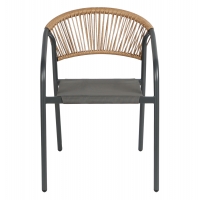 ΠΟΛΥΘΡΟΝΑ HOMAN HM6430.01 ΓΚΡΙ ΜΕΤΑΛΛΟ & TEXTILENE--ΜΠΕΖ P.E.RATTAN 53,5x62x75Υεκ