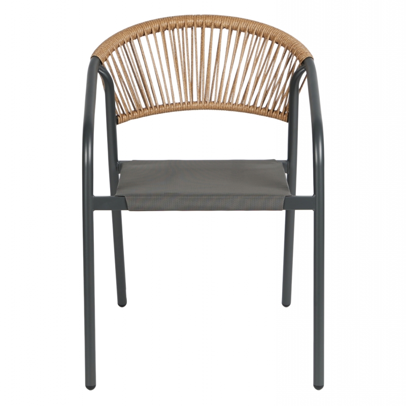 ΠΟΛΥΘΡΟΝΑ HOMAN HM6430.01 ΓΚΡΙ ΜΕΤΑΛΛΟ & TEXTILENE--ΜΠΕΖ P.E.RATTAN 53,5x62x75Υεκ