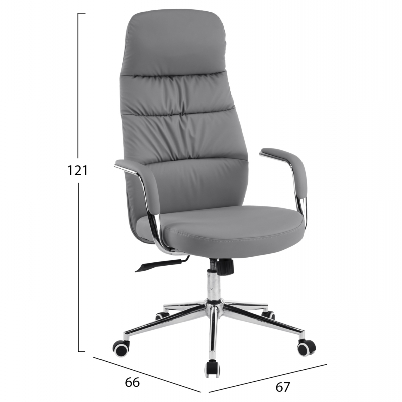 ΚΑΡΕΚΛΑ ΓΡΑΦΕΙΟΥ TEETER HM18355.10 ΓΚΡΙ PU ΔΕΡΜΑ--ΒΑΣΗ ΧΡΩΜΙΟΥ 67x66x121Υεκ