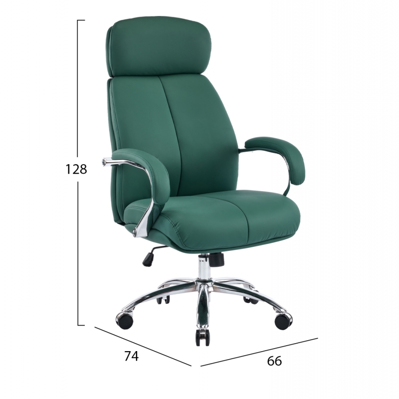 ΚΑΡΕΚΛΑ ΓΡΑΦΕΙΟΥ TOREN HM18357.07 ΠΡΑΣΙΝΟ PU ΔΕΡΜΑ--ΒΑΣΗ ΧΡΩΜΙΟΥ 66x74x128Υεκ