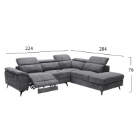 ΚΑΝΑΠΕΣ ΔΕΞΙΑ ΓΩΝΙΑ-ΑΝΑΚΛΙΣΗ & ΑΠΟΘ.ΧΩΡΟΣ-RESTRO HM3339.01R ΓΚΡΙ ΥΦΑΣΜΑ 284x224x76Υεκ