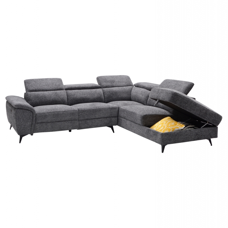 ΚΑΝΑΠΕΣ ΔΕΞΙΑ ΓΩΝΙΑ-ΑΝΑΚΛΙΣΗ & ΑΠΟΘ.ΧΩΡΟΣ-RESTRO HM3339.01R ΓΚΡΙ ΥΦΑΣΜΑ 284x224x76Υεκ