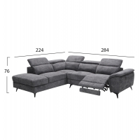 ΚΑΝΑΠΕΣ ΑΡΙΣΤΕΡΗ ΓΩΝΙΑ-ΑΝΑΚΛΙΣΗ & ΑΠΟΘ.ΧΩΡΟΣ-RESTRO HM3339.01L ΓΚΡΙ ΥΦΑΣΜΑ 284x224x76Υεκ