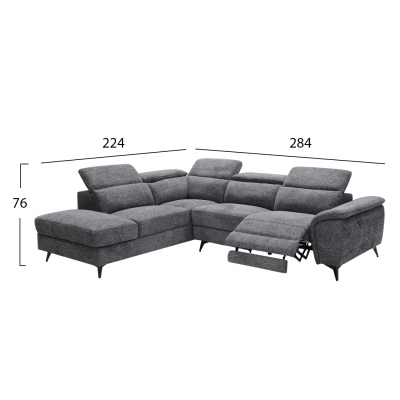 ΚΑΝΑΠΕΣ ΑΡΙΣΤΕΡΗ ΓΩΝΙΑ-ΑΝΑΚΛΙΣΗ & ΑΠΟΘ.ΧΩΡΟΣ-RESTRO HM3339.01L ΓΚΡΙ ΥΦΑΣΜΑ 284x224x76Υεκ