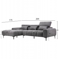 ΚΑΝΑΠΕΣ ΑΡΙΣΤΕΡΗ ΓΩΝΙΑ DIVYA HM3267.12L ΓΚΡΙ ΥΦΑΣΜΑ 264x175x99Υεκ. ΚΑΝΑΠΕΣ ΑΡΙΣΤΕΡΗ ΓΩΝΙΑ DIVYA HM3267.12L ΓΚΡΙ ΥΦΑΣΜΑ 264x175x99Υεκ.