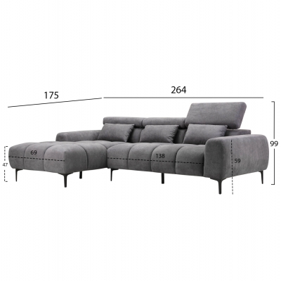 ΚΑΝΑΠΕΣ ΑΡΙΣΤΕΡΗ ΓΩΝΙΑ DIVYA HM3267.12L ΓΚΡΙ ΥΦΑΣΜΑ 260x100-174x104Υεκ. ΚΑΝΑΠΕΣ ΑΡΙΣΤΕΡΗ ΓΩΝΙΑ DIVYA HM3267.12L ΓΚΡΙ ΥΦΑΣΜΑ 260x100-174x104Υεκ.