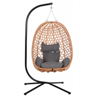 ΚΡΕΜΑΣΤΗ ΦΩΛΙΑ NESTA HM6468.05 ΜΑΥΡΟ ΜΕΤΑΛΛΟ--ΚΑΦΕ P.E.RATTAN 100x100x190Υεκ.