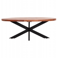 ΤΡΑΠΕΖΙ ΣΑΛΟΝΙΟΥ ΟΒΑΛ MONTANA SUPERIOR HM9906 ΞΥΛΟ ΑΚΑΚΙΑΣ-ΜΕΤΑΛΛΟ 120x61x45Υεκ.