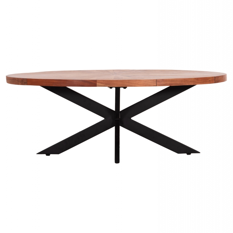 ΤΡΑΠΕΖΙ ΣΑΛΟΝΙΟΥ ΟΒΑΛ MONTANA SUPERIOR HM9906 ΞΥΛΟ ΑΚΑΚΙΑΣ-ΜΕΤΑΛΛΟ 120x61x45Υεκ.