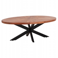 ΤΡΑΠΕΖΙ ΣΑΛΟΝΙΟΥ ΟΒΑΛ MONTANA SUPERIOR HM9906 ΞΥΛΟ ΑΚΑΚΙΑΣ-ΜΕΤΑΛΛΟ 120x61x45Υεκ.