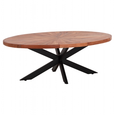 ΤΡΑΠΕΖΙ ΣΑΛΟΝΙΟΥ ΟΒΑΛ MONTANA SUPERIOR HM9906 ΞΥΛΟ ΑΚΑΚΙΑΣ-ΜΕΤΑΛΛΟ 120x61x45Υεκ.