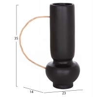 ΔΙΑΚΟΣΜΗΤΙΚΟ ΒΑΖΟ MIBO HM4688.01L ΤΕΡΑΚΟΤΑ ΜΑΥΡH-ΧΕΡΟΥΛΙ ΦΥΣΙΚΟ RATTAN 23x14x35Υεκ