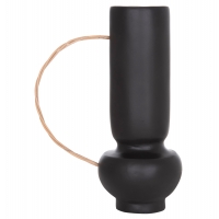 ΔΙΑΚΟΣΜΗΤΙΚΟ ΒΑΖΟ MIBO HM4688.01L ΤΕΡΑΚΟΤΑ ΜΑΥΡH-ΧΕΡΟΥΛΙ ΦΥΣΙΚΟ RATTAN 23x14x35Υεκ