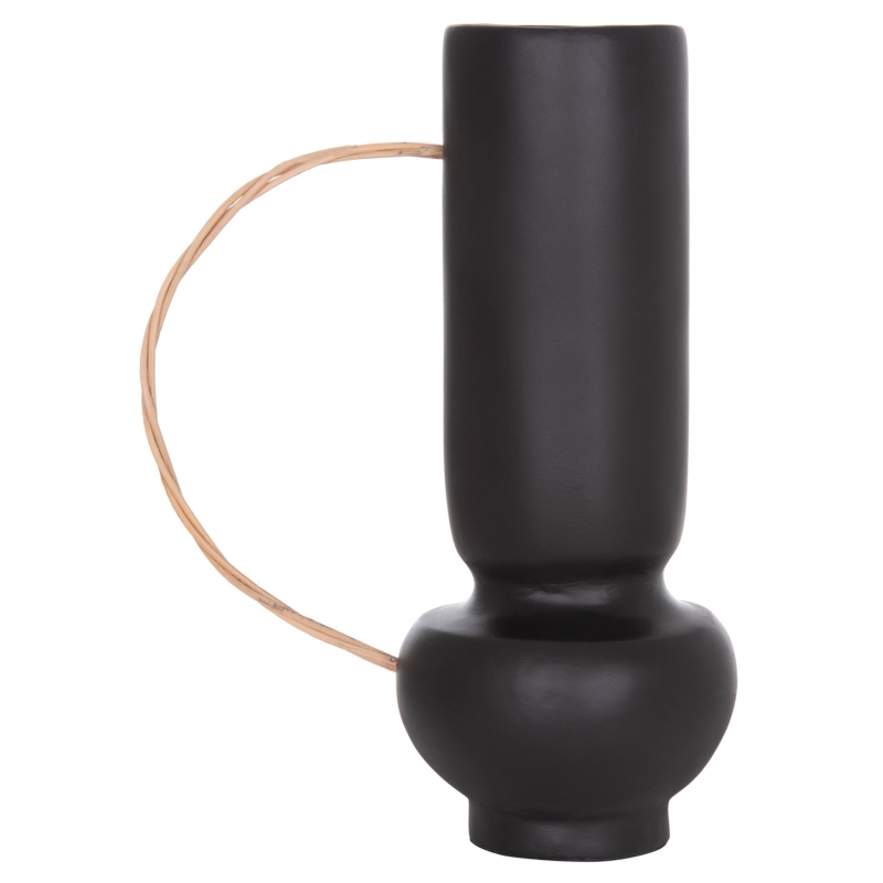 ΔΙΑΚΟΣΜΗΤΙΚΟ ΒΑΖΟ MIBO HM4688.01L ΤΕΡΑΚΟΤΑ ΜΑΥΡH-ΧΕΡΟΥΛΙ ΦΥΣΙΚΟ RATTAN 23x14x35Υεκ