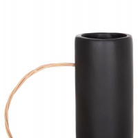 ΔΙΑΚΟΣΜΗΤΙΚΟ ΒΑΖΟ MIBO HM4688.01L ΤΕΡΑΚΟΤΑ ΜΑΥΡH-ΧΕΡΟΥΛΙ ΦΥΣΙΚΟ RATTAN 23x14x35Υεκ