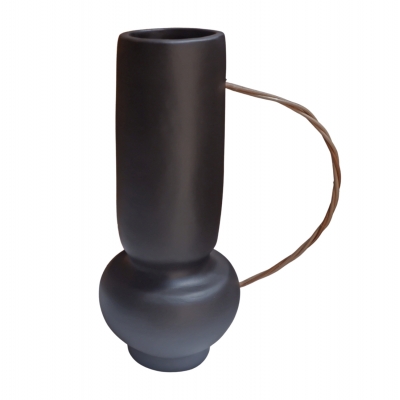 ΔΙΑΚΟΣΜΗΤΙΚΟ ΒΑΖΟ MIBO HM4688.01L ΤΕΡΑΚΟΤΑ ΜΑΥΡH-ΧΕΡΟΥΛΙ ΦΥΣΙΚΟ RATTAN 23x14x35Υεκ