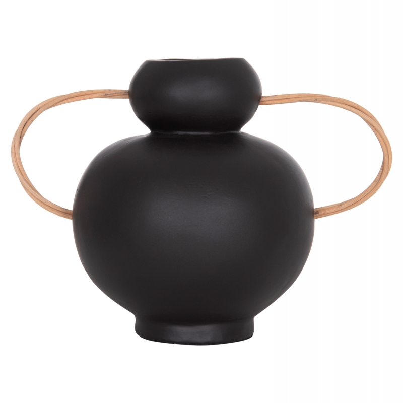 ΔΙΑΚΟΣΜΗΤΙΚΟ ΒΑΖΟ MIBO HM4688.01S ΤΕΡΑΚΟΤΑ ΜΑΥΡH--ΧΕΡΟΥΛΙΑ ΦΥΣΙΚΟ RATTAN 27x15x20Υεκ