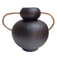 ΔΙΑΚΟΣΜΗΤΙΚΟ ΒΑΖΟ MIBO HM4688.01S ΤΕΡΑΚΟΤΑ ΜΑΥΡH--ΧΕΡΟΥΛΙΑ ΦΥΣΙΚΟ RATTAN 27x15x20Υεκ