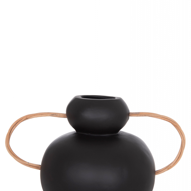 ΔΙΑΚΟΣΜΗΤΙΚΟ ΒΑΖΟ MIBO HM4688.01S ΤΕΡΑΚΟΤΑ ΜΑΥΡH--ΧΕΡΟΥΛΙΑ ΦΥΣΙΚΟ RATTAN 27x15x20Υεκ