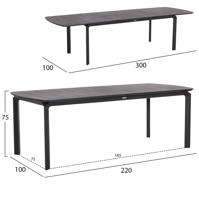 ΣΕΤ ΤΡΑΠΕΖΑΡΙΑΣ ΕΞ.ΧΩΡΟΥ 6 ΘΕΣΕΩΝ ELARA HM10726.01 ΓΚΡΙ ΑΛΟΥΜΙΝΙΟ-ΕΠΕΚΤΕΙΝΟΜΕΝΟ ΤΡΑΠΕΖΙ