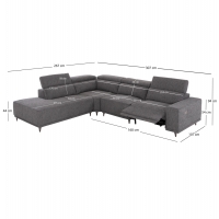 ΚΑΝΑΠΕΣ ΑΡΙΣΤΕΡΗ ΓΩΝΙΑ 5Θ ΜΕ RECLINE LUNARIS HM3316.01L ΓΚΡΙ ΥΦΑΣΜΑ 307x267x94Yεκ ΚΑΝΑΠΕΣ ΑΡΙΣΤΕΡΗ ΓΩΝΙΑ 5Θ ΜΕ RECLINE LUNARIS HM3316.01L ΓΚΡΙ ΥΦΑΣΜΑ 307x267x94Yεκ