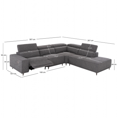 ΚΑΝΑΠΕΣ ΔΕΞΙΑ ΓΩΝΙΑ 5Θ ΜΕ RECLINE LUNARIS HM3316.01R ΓΚΡΙ ΥΦΑΣΜΑ 307x267x94Yεκ ΚΑΝΑΠΕΣ ΔΕΞΙΑ ΓΩΝΙΑ 5Θ ΜΕ RECLINE LUNARIS HM3316.01R ΓΚΡΙ ΥΦΑΣΜΑ 307x267x94Yεκ