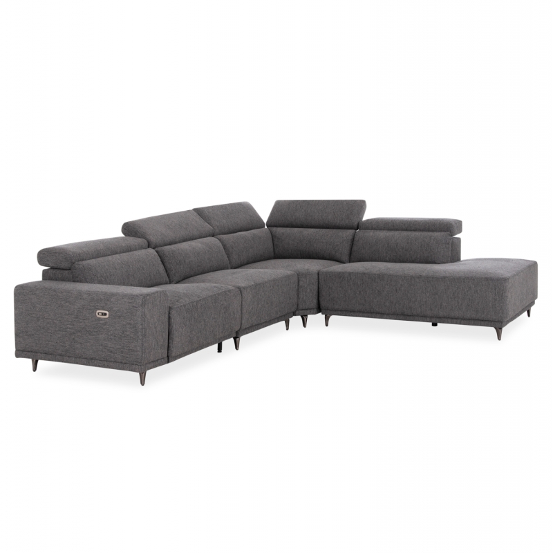 ΚΑΝΑΠΕΣ ΔΕΞΙΑ ΓΩΝΙΑ 5Θ ΜΕ RECLINE LUNARIS HM3316.01R ΓΚΡΙ ΥΦΑΣΜΑ 307x267x94Yεκ