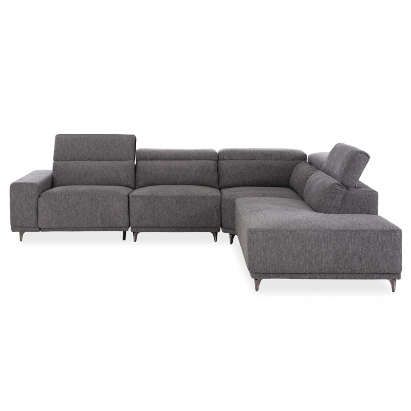 ΚΑΝΑΠΕΣ ΔΕΞΙΑ ΓΩΝΙΑ 5Θ ΜΕ RECLINE LUNARIS HM3316.01R ΓΚΡΙ ΥΦΑΣΜΑ 307x267x94Yεκ