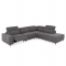 ΚΑΝΑΠΕΣ ΔΕΞΙΑ ΓΩΝΙΑ 5Θ ΜΕ RECLINE LUNARIS HM3316.01R ΓΚΡΙ ΥΦΑΣΜΑ 307x267x94Yεκ