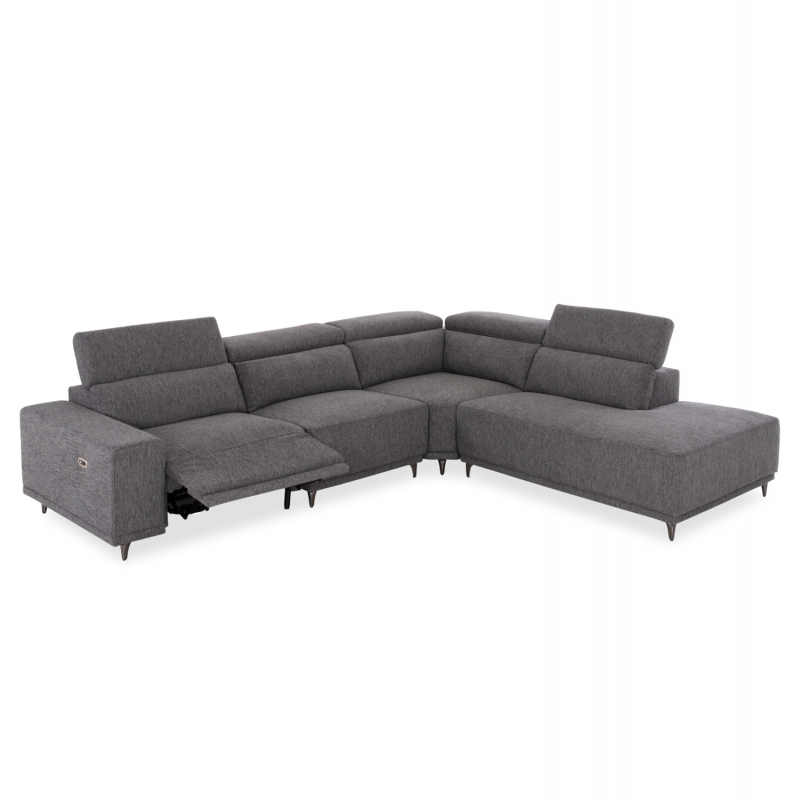 ΚΑΝΑΠΕΣ ΔΕΞΙΑ ΓΩΝΙΑ 5Θ ΜΕ RECLINE LUNARIS HM3316.01R ΓΚΡΙ ΥΦΑΣΜΑ 307x267x94Yεκ