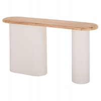 ΚΟΝΣΟΛΑ ΣΕΙΡΑ SANTORINI HM18338 ΤΟΠ ΞΥΛΟ ΕΛΑΤΟΥ-ΒΑΣΗ ΥΠΟΛΕΥΚΟ MDF 150x35x82Υεκ.