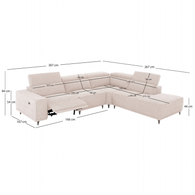ΚΑΝΑΠΕΣ ΔΕΞΙΑ ΓΩΝΙΑ 5Θ ΜΕ RECLINE LUNARIS HM3316.02R ΕΚΡΟΥ ΥΦΑΣΜΑ 307x267x94Yεκ ΚΑΝΑΠΕΣ ΔΕΞΙΑ ΓΩΝΙΑ 5Θ ΜΕ RECLINE LUNARIS HM3316.02R ΕΚΡΟΥ ΥΦΑΣΜΑ 307x267x94Yεκ