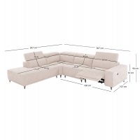 ΚΑΝΑΠΕΣ ΑΡΙΣΤΕΡΗ ΓΩΝΙΑ 5Θ ΜΕ RECLINE LUNARIS HM3316.02L ΕΚΡΟΥ ΥΦΑΣΜΑ 307x267x94Yεκ