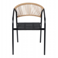 ΠΟΛΥΘΡΟΝΑ HOMAN HM6430.03 ΜΑΥΡΟ ΜΕΤΑΛΛΟ & TEXTILENE--ΜΠΕΖ P.E.RATTAN 53,5x62x75Υεκ